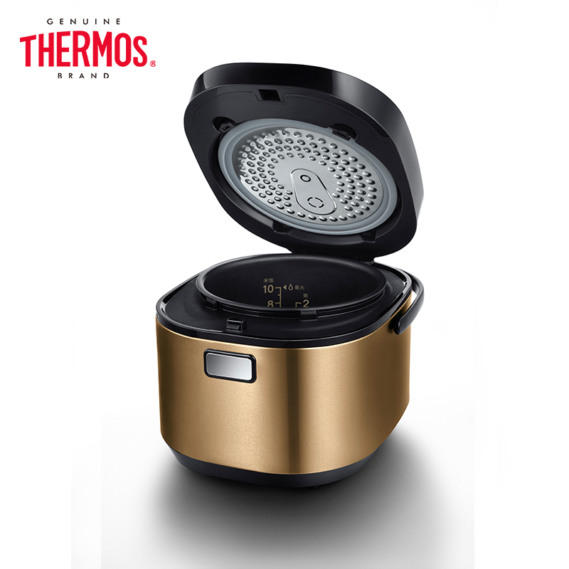 膳魔师(THERMOS)电饭煲4L大容量家用智能控温预约触控IH聚能加热电饭锅陶晶厚斧5-8人 雅金