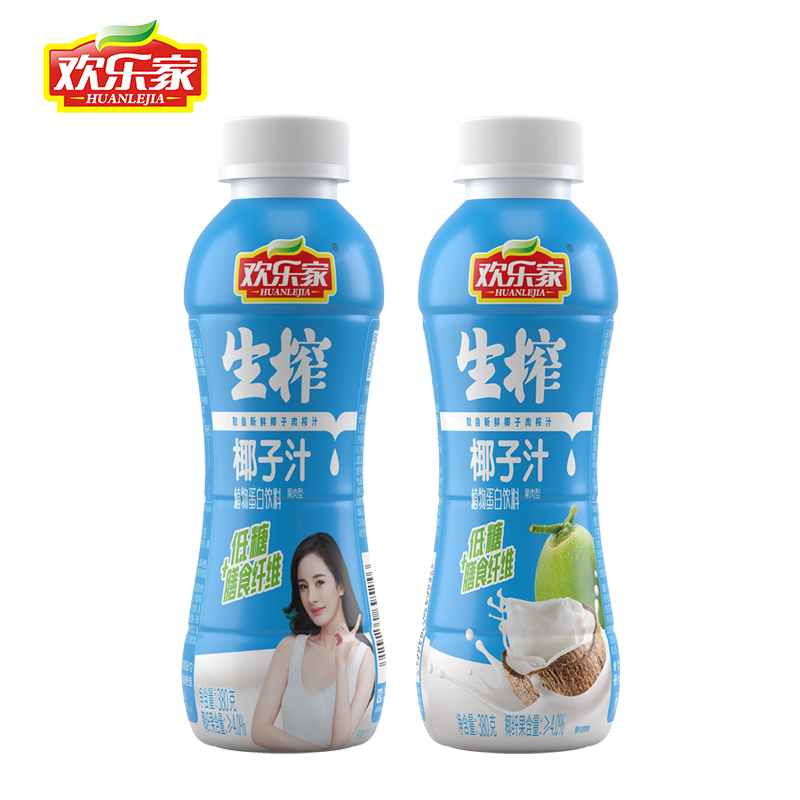 欢乐家 生榨椰子汁 植物蛋白饮料380ml*15瓶/箱 果肉椰汁饮料饮品