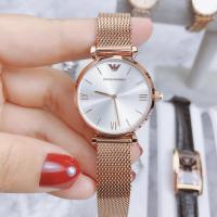 阿玛尼(EMPORIO ARMANI)手表AR1956石英表女简约潮流米兰尼斯编织表带女士手表 欧美品牌 质保两年