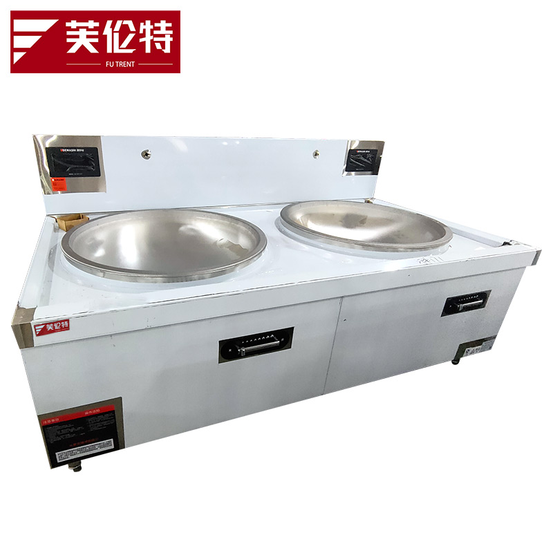 芙伦特商用不锈钢双头电磁大锅灶 电磁大锅灶 工业企业用大炒炉 电磁双头80大炒灶 FLT-GT-SDC80-20DC高清大图