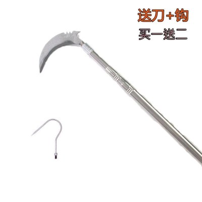 精选白杆加厚_1.5米三节[送刀+ 不锈钢长伸缩杆2米6米10米超轻加厚款抄鱼网可调节收缩鱼叉裸竿子