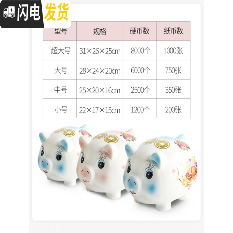 三维工匠创意抖音存钱罐不可取小猪储蓄只进不出可爱女生现代简约家用大人 碧空蓝大号[可存可取]储蓄罐高清大图