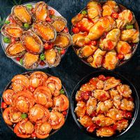 赛卡伊 八爪鱼爆头速食海鲜鲜活麻辣即食熟食组合套餐罐头鲍鱼扇贝海螺肉