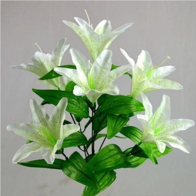 仿真花束10头百合花香水百合小虎兰客厅摆件假花绢花塑料花干花 白色