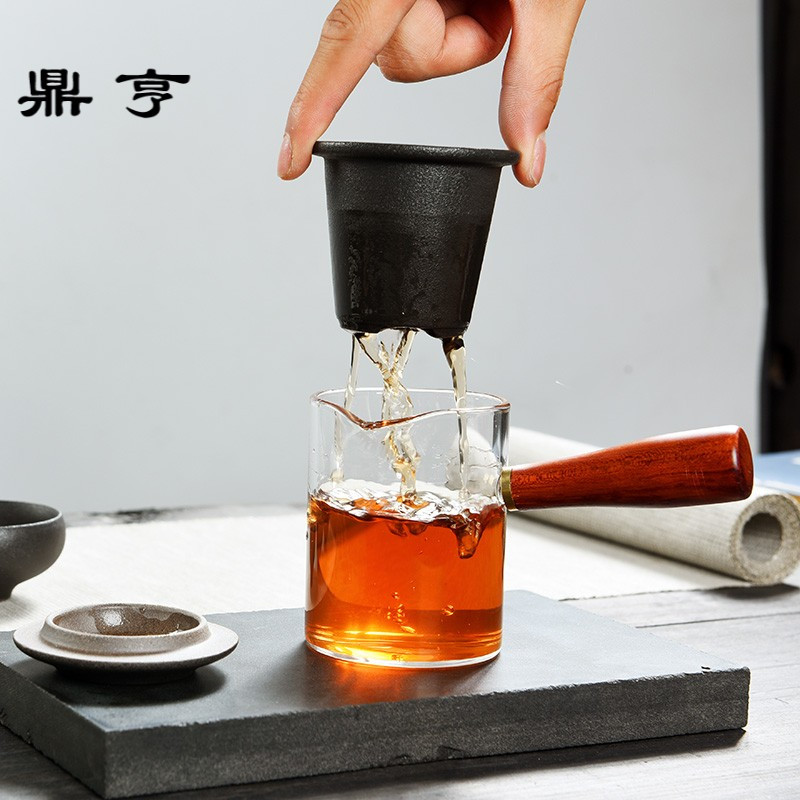 鼎亨 家用茶杯红茶泡日式仿古黑陶玻璃侧把壶功夫茶具耐热泡茶壶