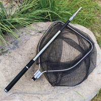 闪电客高端加厚硬不锈钢大物抄网青鱼鲟鱼巨物捞鱼网全套伸缩3米