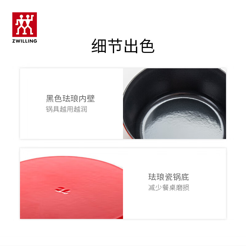 双立人家用多功能圆形炖锅红色24cm SA-P009/1014362高清大图