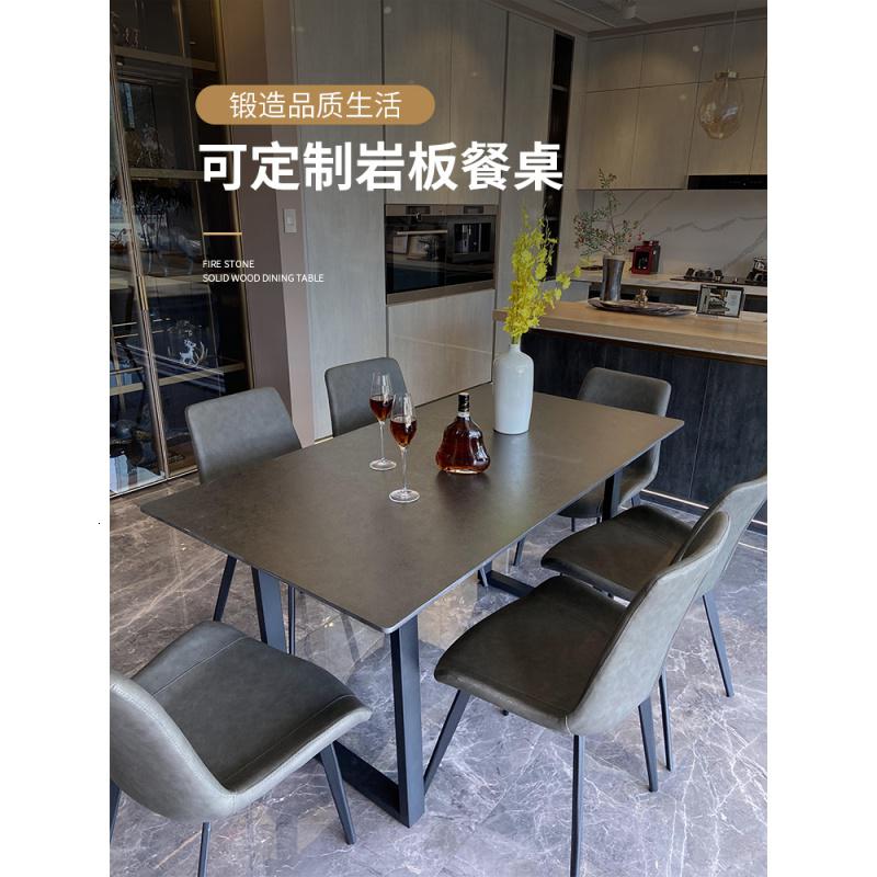 北欧风格大理石实木餐桌椅组合小户型现代简约长方形吃饭桌子高清大图