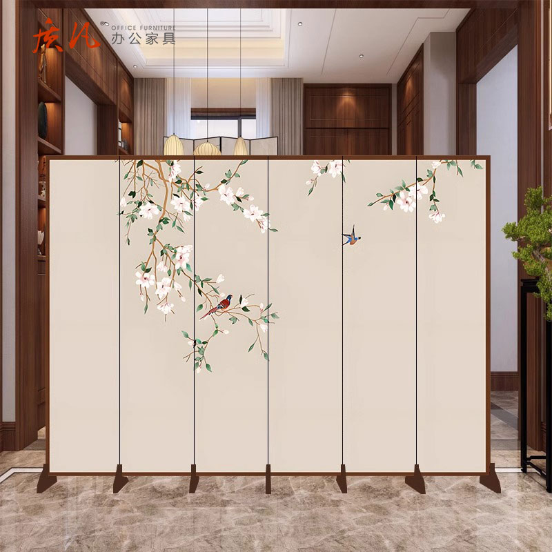 质凡新中式屏风隔断办公室客厅餐厅酒店茶室遮挡简约现代折叠移动折屏高清大图