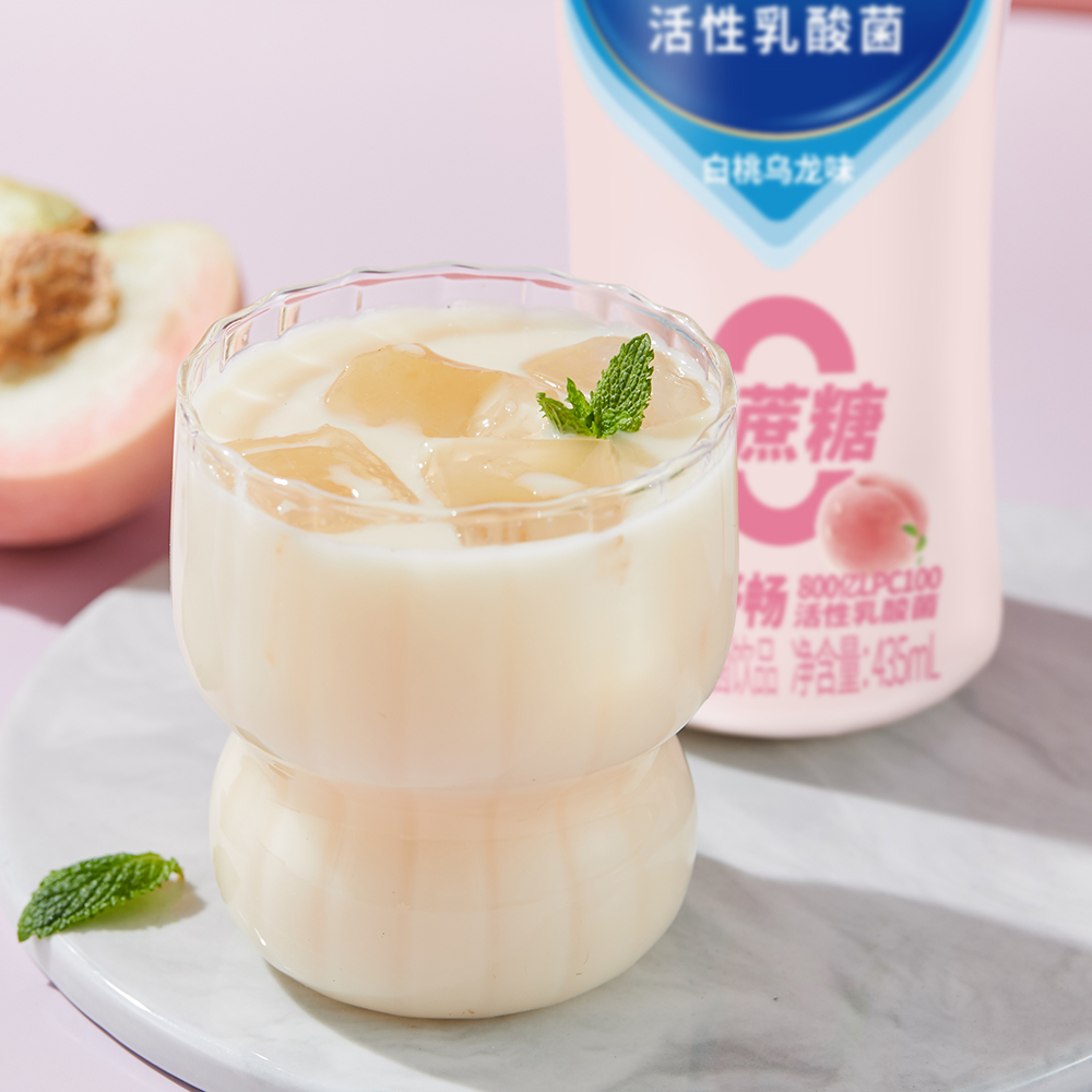 味全活性乳酸菌乳饮品 0蔗糖白桃乌龙原味 435ml*12瓶整箱 低温冷藏 活菌饮品 餐后舒畅 0蔗糖更健康