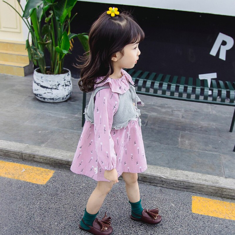 时尚小女孩马甲披肩裙两件套1-3-5-6岁女宝宝春秋季长袖小女孩衣服