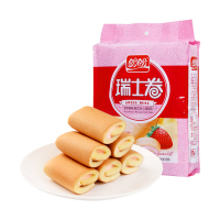 盼盼草莓味瑞士卷蛋卷营养早餐软面包小蛋糕点240g12枚