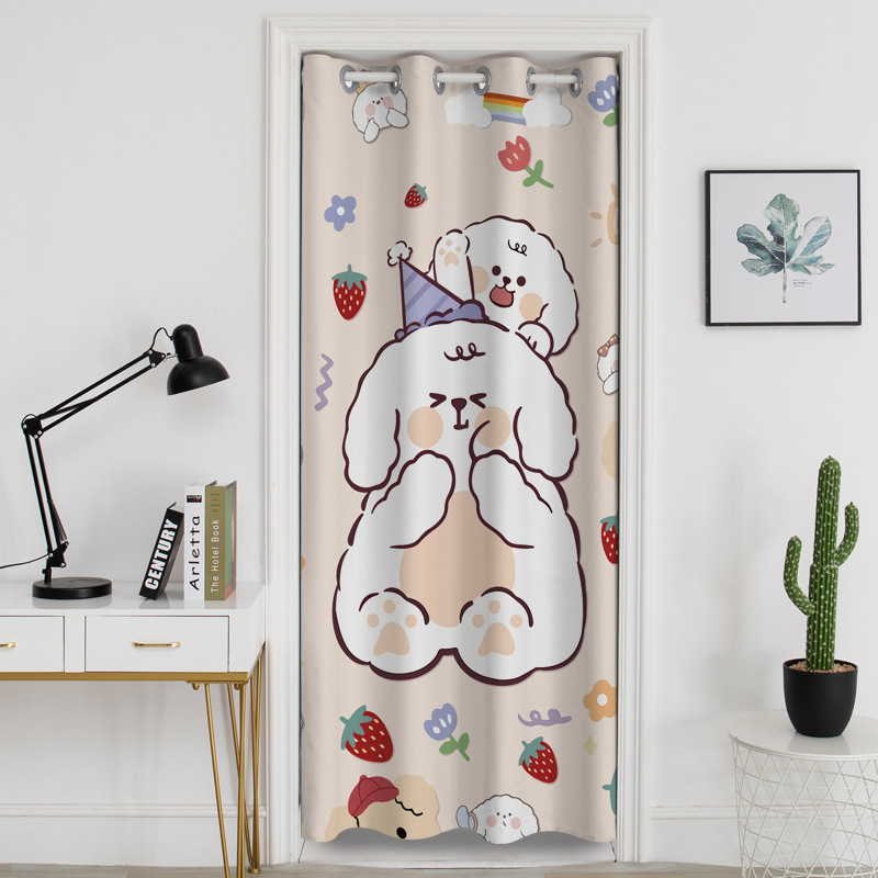 添福运 门帘隔断帘免打孔家用卧室卫生间厨房柜子遮挡布帘子北欧风门帘布艺遮挡窗帘可爱卡通帘子家用卧室厨房卫生间夏季防蚊门帘 P19卡通 宽150*高180cm（门宽80-100cm）