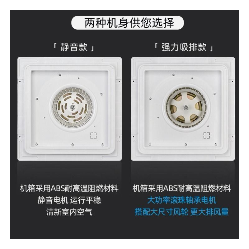 30x30集成吊顶换气扇 嵌入式厨房卫生间强力静音变频10寸排风扇|无面板款 50W强劲款(石膏顶PVC塑料吊顶)