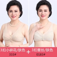 波迷娜(BOMINA)妈妈内衣文胸中老年大妈式胸罩妈妈内衣文胸中老年胸罩码无钢圈全棉妇女薄款式前扣文胸