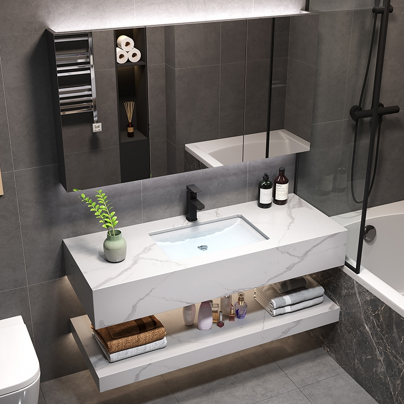 古达现代浴室岩板洗手盆柜组合卫生间洗脸池面盆家用镜柜洗漱台盆