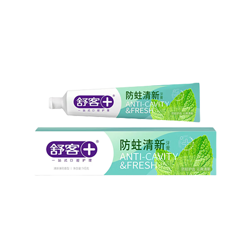舒客+ ZHS-FQ10 防蛀清新 沁爽炫白 沁爽清新牙膏 专业护龈洁齿强烈 防蛀清新牙膏 145g高清大图