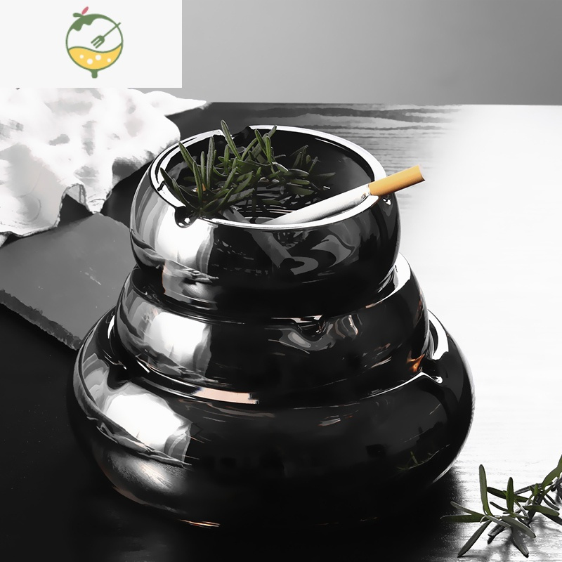 YICHENG创意北欧水晶玻璃烟灰缸家用大小号烟碟个性客厅办公室雪茄烟缸 透明色/直径10cm