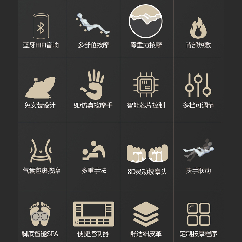 艾迦(AI-HOME)智能语音多功能腰背热敷AI-68按摩椅蓝牙音箱全自动多种自动程序深度零重力液晶显示屏豪华太空舱
