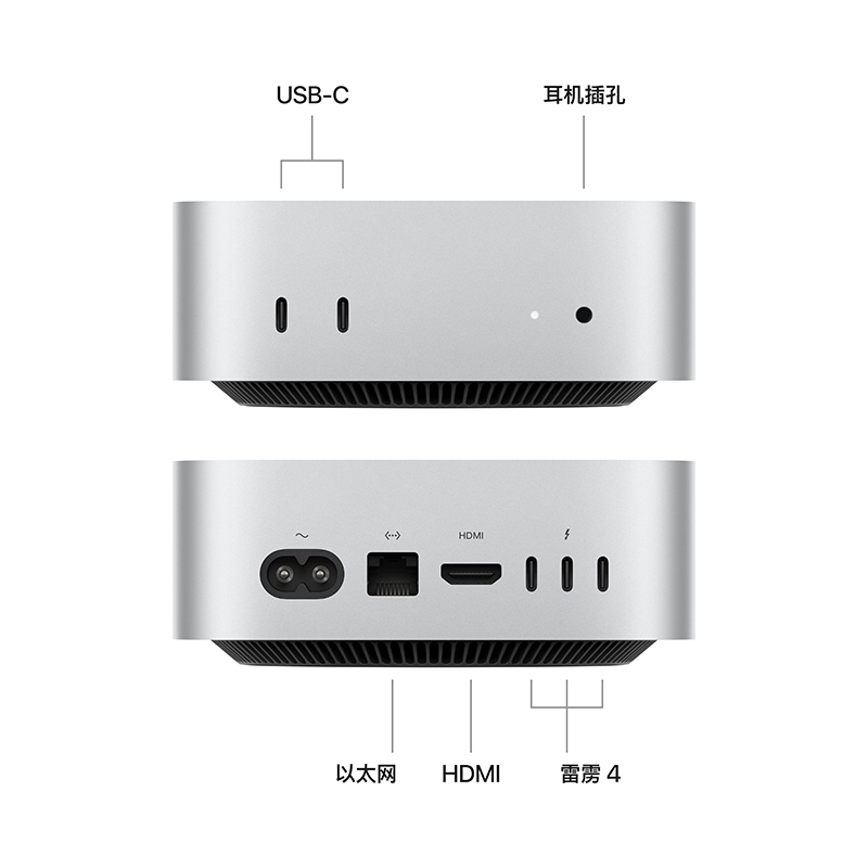 24款 Mac mini M4 电脑 10核中央处理器和10核图形处理器 16GB 256GB