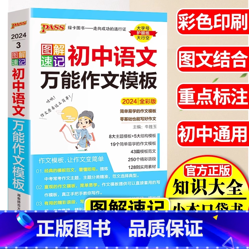 [24版:图解速记]初中语文万能作文模板 初中通用 [正版]2024新初中语文英语作文模板七年级八九年级中考作文素材初一高清大图