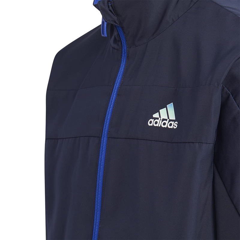 adidas 童装 Logo印花双面穿休闲运动夹克外套 男童女童 脉冲蓝 IA9302