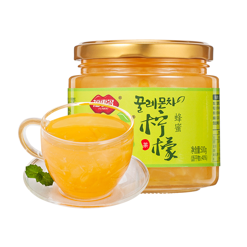 [买1送1 共1000g]福事多蜂蜜柚子茶500g/瓶[沥干物≥40%]百香果柠檬罐装冲饮水果茶泡水喝的东西冲泡茶饮高清大图