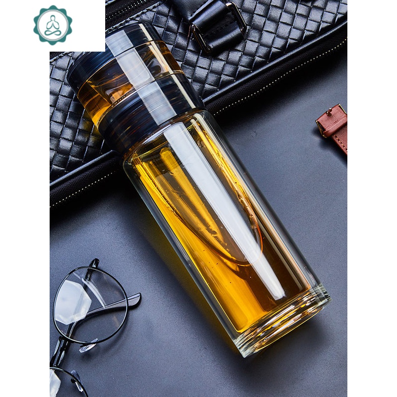 旋转分离茶杯茶水分离泡茶杯双层玻璃杯车载便携杯子带提手封后参数