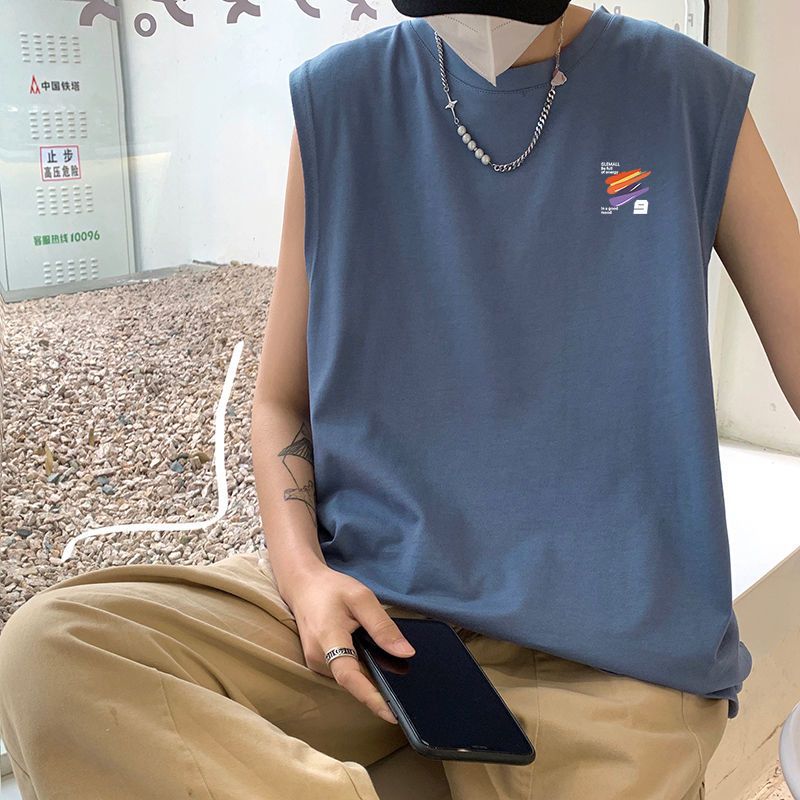 森马集团旗下GleMall纯棉2022夏季男韩潮休闲背心百搭运动宽松爆