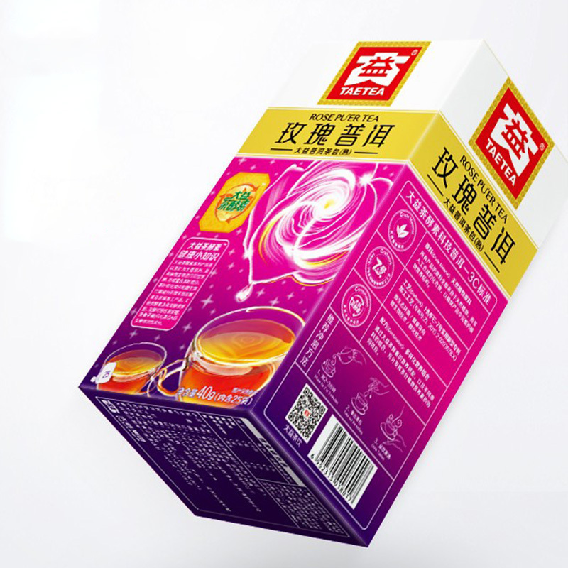 大益玫瑰普洱熟茶方便携带一袋一泡袋泡茶盒装1.6g*25包高清大图