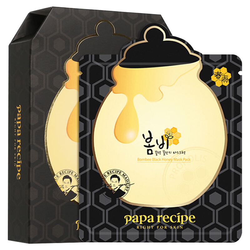 春雨(papa recipe)蜂蜜面膜贴保湿舒缓补水修护 孕妇可用 卢卡黑蜂蜜黑炭面膜10片装