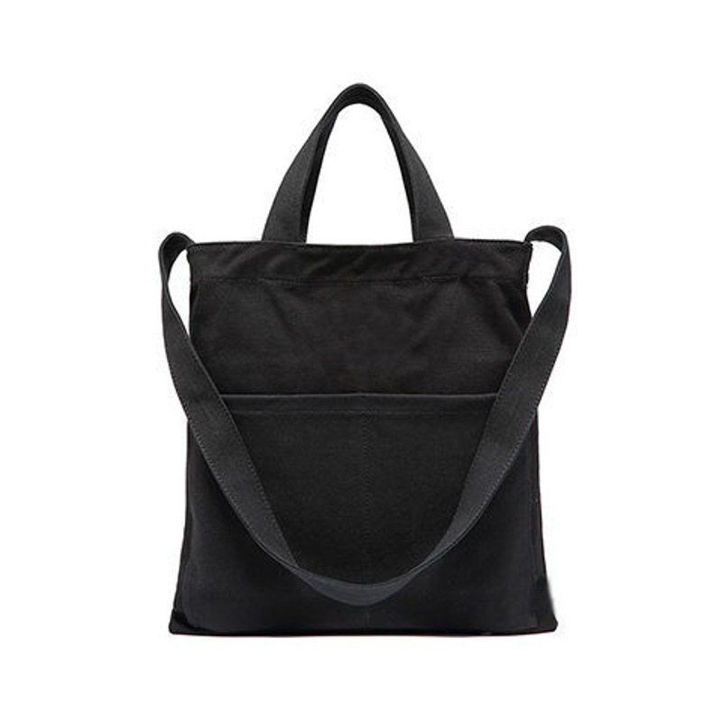 加厚新空白棉diy手绘帆布包环保购物袋手提斜跨糖果色托特包黑色带吸