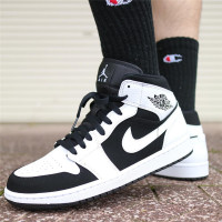 美国直邮 AIR Jordan 1 MID AJ1黑白熊猫男女篮球鞋 中帮男板鞋554724-113