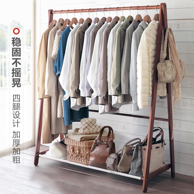 创意衣帽架实木落地卧室简易挂衣架落地衣架简约现代衣服架子图片