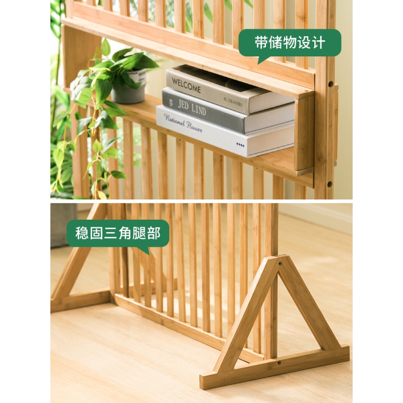 汐岩屏风客厅装饰入户家用移动实木隔断现代简约新中式屏风隔断竹高清大图