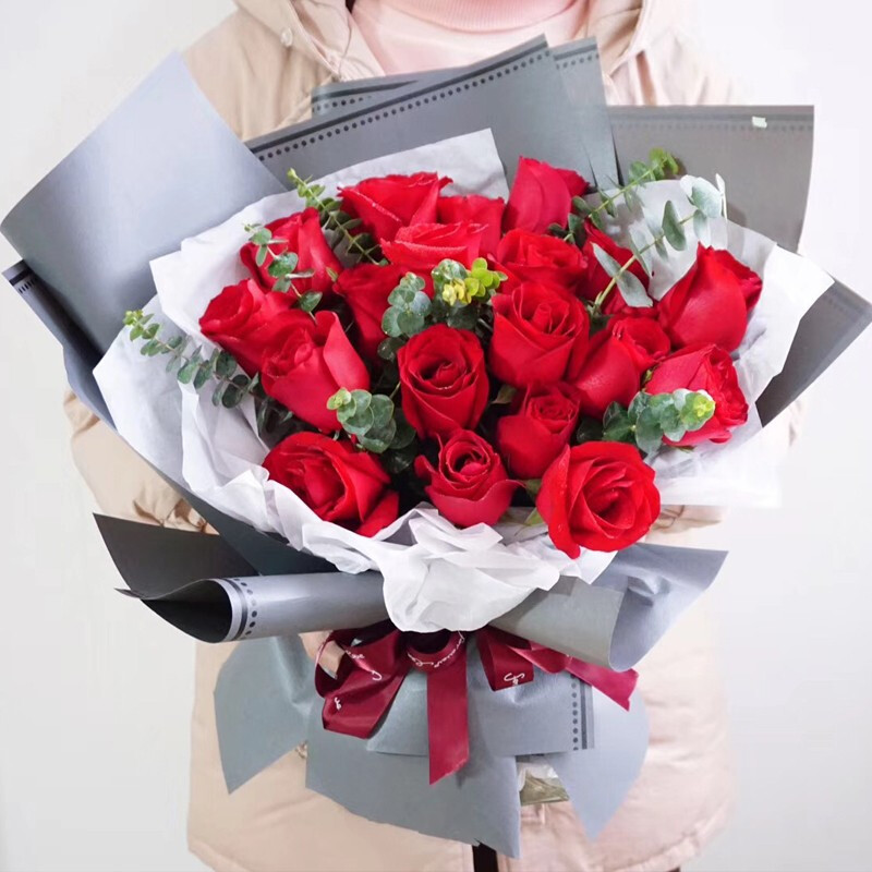 鼎卉鲜花19枝红玫瑰花束全国市区免费