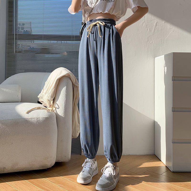 真维斯冰丝灯笼裤女夏季2022新款薄款高腰宽松显瘦垂坠感休闲潮流