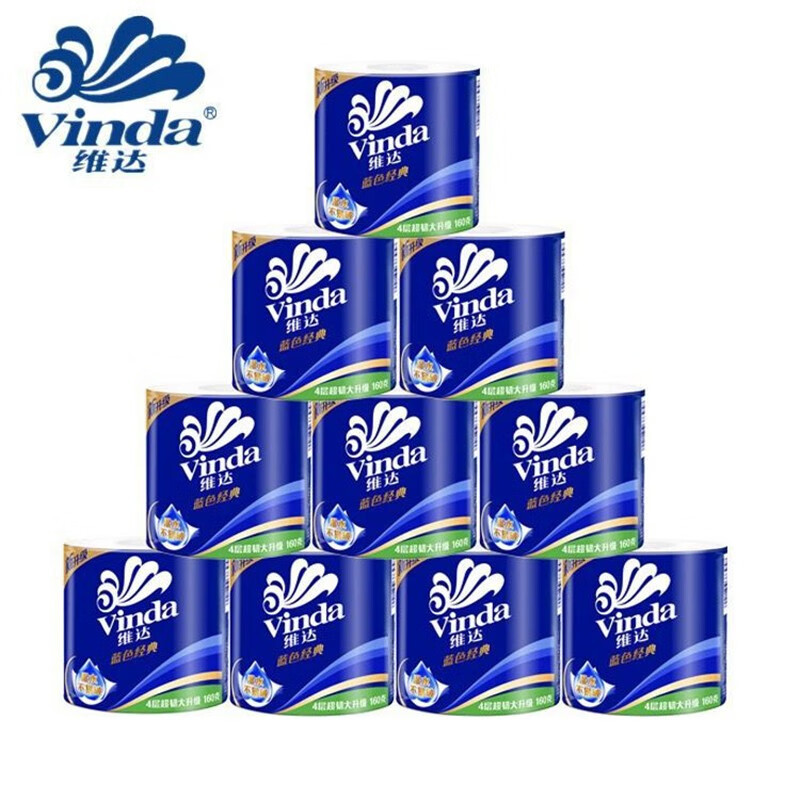 维达(Vinda) V4080 卷纸 蓝色经典4层160克*10卷 卫生卷筒纸纸巾
