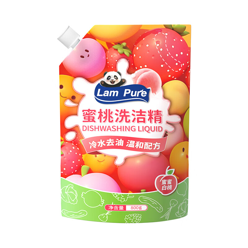 蓝漂水蜜桃洗洁精 快速去油清新祛味去重油污餐具家用洗涤剂800g-LP-373278洗洁精800g-1袋装!高清大图