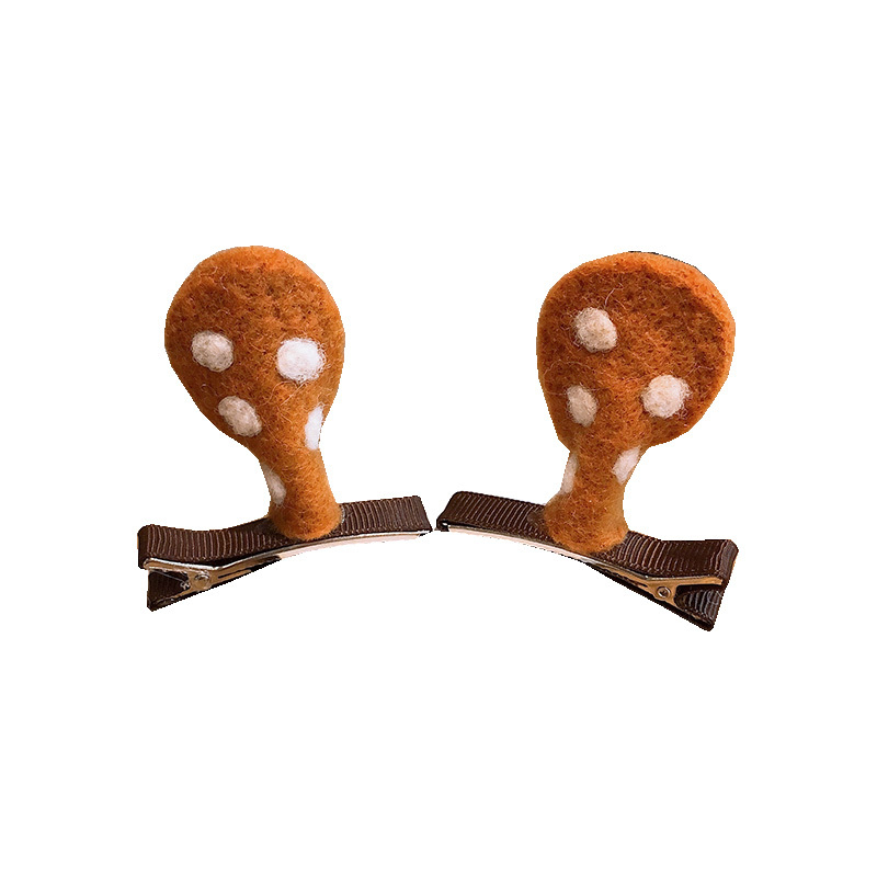 秋冬羊毛毡兔耳朵发夹可爱对夹卡通宝宝发卡女童夹子韩版儿童发饰兔