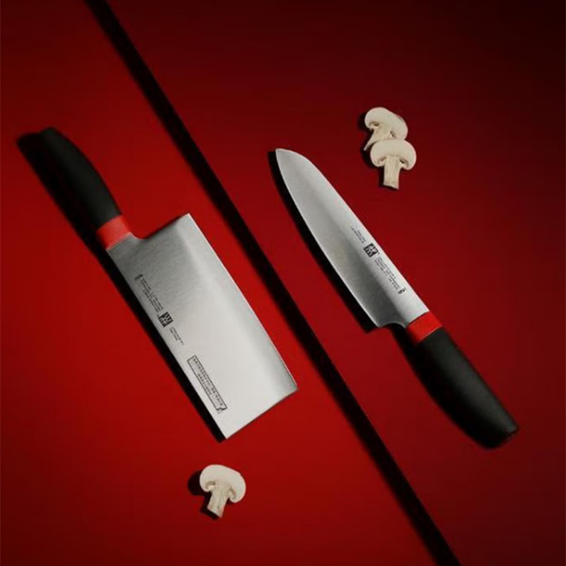 双立人ZW-K308/54380-006-722具6件套(红黑) 中片刀,多用刀,砍刀,精工刀,蔬果刀,刀架高清大图