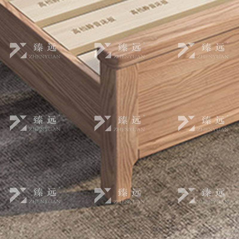 臻远 ZY4022719简约白蜡木实木床原木风单人床1.8米