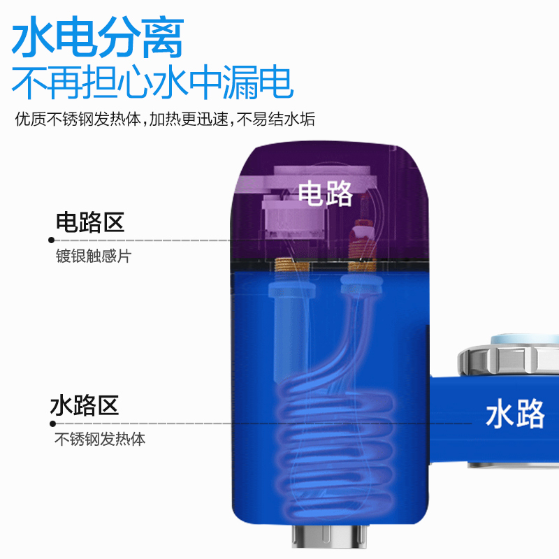 热恋(LoveLink)免安装电热水龙头 过水热快速热 冷热家用小厨宝 即热式电热水器 SJX3银色+漏保插头两件套