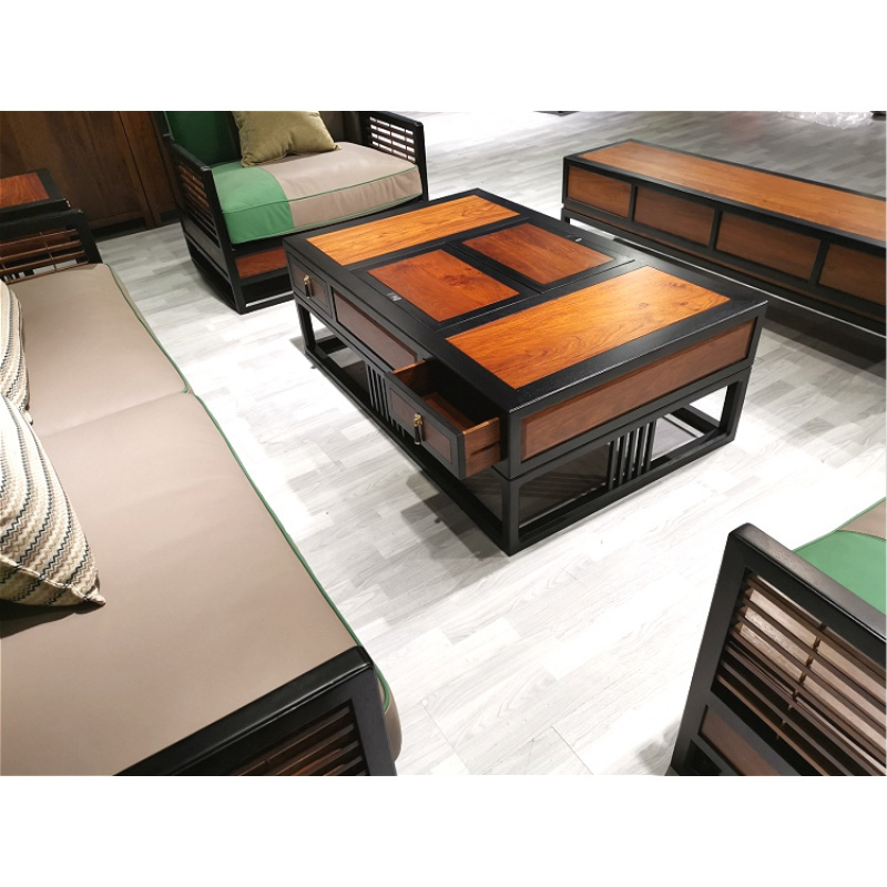 苏梨上品新中式刺猬紫檀客厅实木沙发茶几闪电客东方荟同款沙发红木