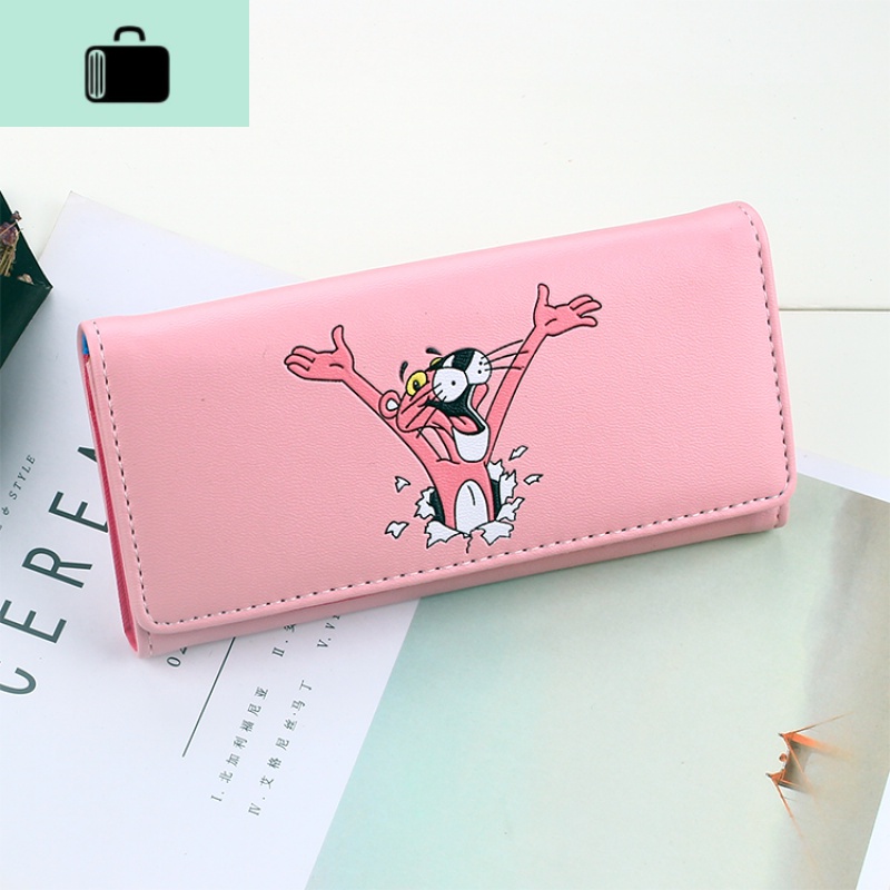 韩国ins粉红少女心软妹童趣可爱日常粉红豹长款钱包学生女手拿包NEWLAKE 粉色