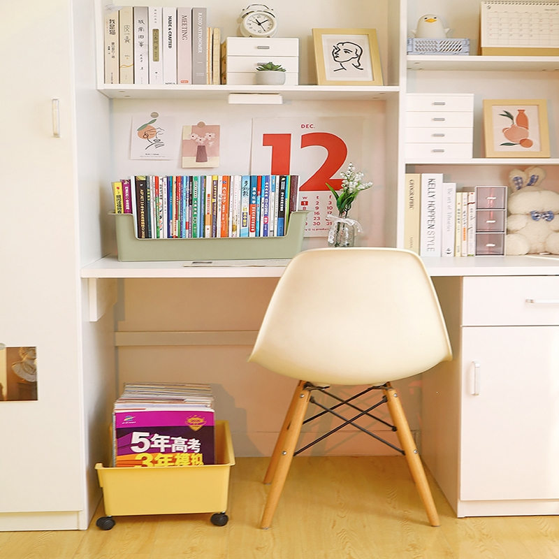 古达桌下书本收纳盒带滑轮书包可移动书箱装放书籍箱学生宿舍箱子