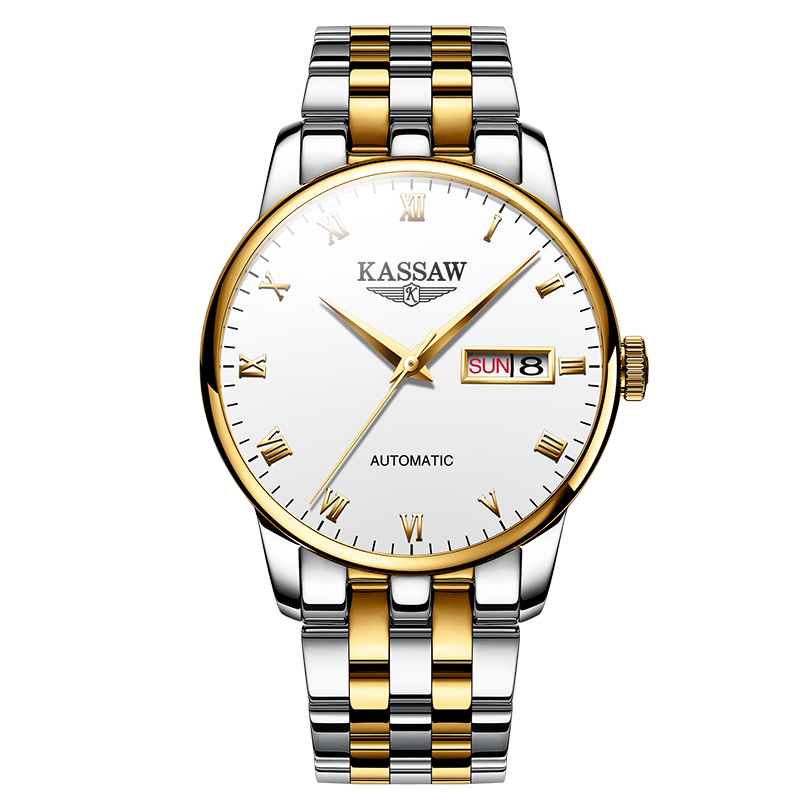 卡梭(KASSAW)手表男防水双日历商务休闲自动机械表男表时尚学生男士腕表K853G高清大图