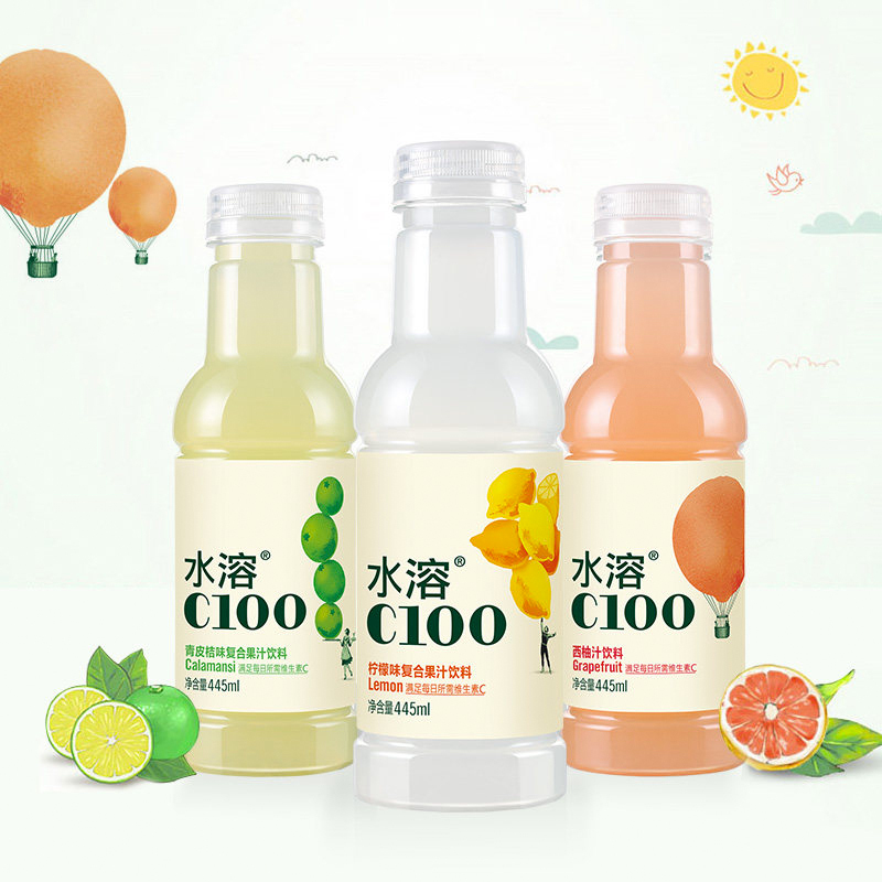 农夫山泉水溶C100西柚汁饮料445ml*24瓶整箱
