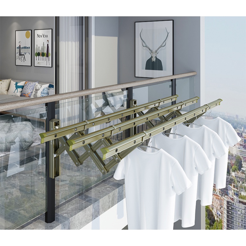 ciaa户外阳台推拉晾衣架室外晒被架折叠晾衣杆窗外伸缩晒衣架 [银色]