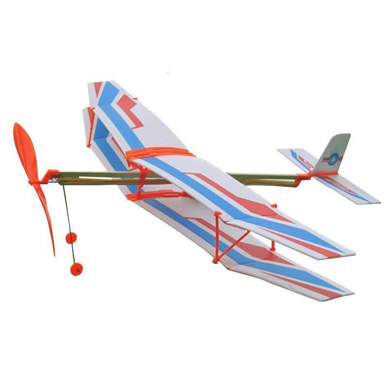 定制时尚橡皮筋飞机塑料橡筋动力双翼机手抛飞机橡皮筋飞机